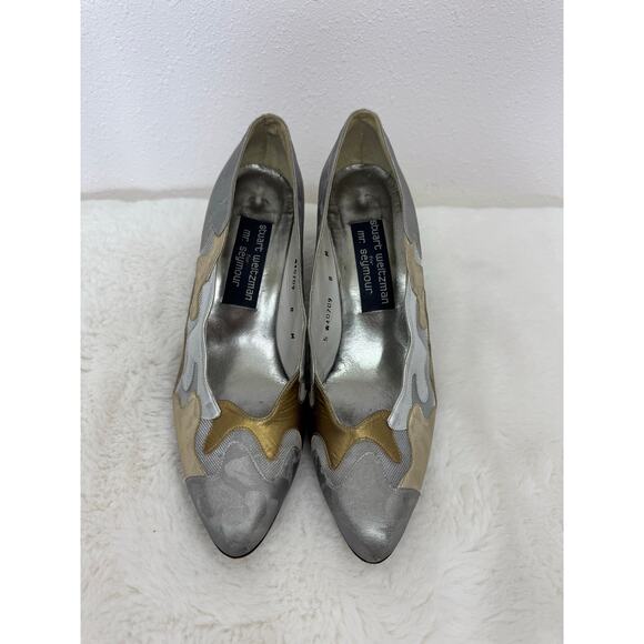 Stuart Weitzman for Mr. Seymour Metallic Vintage Heels Size 8 - Picture 4 of 13